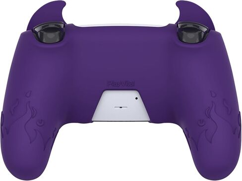 PlayVital Halloween Cute Demon Controller Silicone Case for ps5, Kawaii Controller Cover Gamepad Skin Protector for ps5 with Touch Pad Sticker & Thumb Grip Caps - Purple in Kuwait