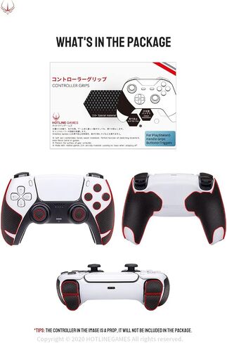 HOTLINEGAMES Controller Grips Compatible with PS5 Dualsense Edge, PlayStation 5 Controller Accessories, Skin Kit, Anti-Slip Grip Tape, Sweat-Absorbent, Easy to Apply (Handle Grips+Buttons+Triggers) in Kuwait