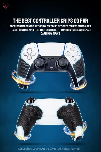 HOTLINEGAMES Controller Grips Compatible with PS5 Dualsense Edge, PlayStation 5 Controller Accessories, Skin Kit, Anti-Slip Grip Tape, Sweat-Absorbent, Easy to Apply (Handle Grips+Buttons+Triggers) in Kuwait