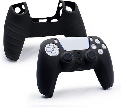 Peziang Controller Skin for Ps5, Ergonomic Anti-Slip Soft Ultra-Thin Silicone Protective Cover Gamepad Case for Playstation 5 DualSense Wireless Controller Black in Saudi Arabia