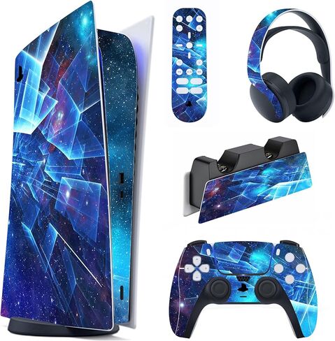PlayVital Cherry Blossoms Petals Full Set Skin Decal for ps5 Console Digital Edition, Sticker Vinyl Decal Cover for ps5 Controller & Charging Station & Headset & Media Remote in Kuwait
