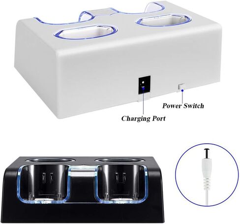 Tuboopy Wii Remote Charging Station for Wii Controllers, Wii Controller Charger Dock with 4 Rechargeable Batteries USB Charging Cord (White) in Saudi Arabia