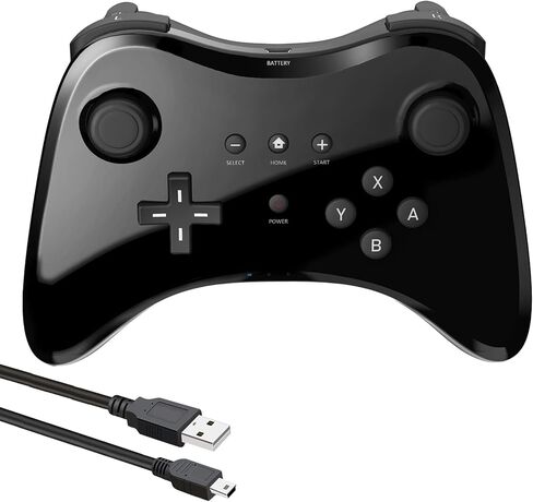 Cenxaki Wireless Pro Controller for Nintendo Wii U Pro Console,Wireless Dual Analog Bluetooth Wii U Controller Gamepad with Classic Style - Black PC in Kuwait