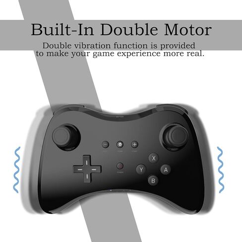 Cenxaki Wireless Pro Controller for Nintendo Wii U Pro Console,Wireless Dual Analog Bluetooth Wii U Controller Gamepad with Classic Style - Black PC in Kuwait