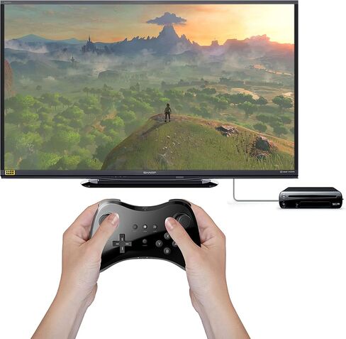 Cenxaki Wireless Pro Controller for Nintendo Wii U Pro Console,Wireless Dual Analog Bluetooth Wii U Controller Gamepad with Classic Style - Black PC in Kuwait