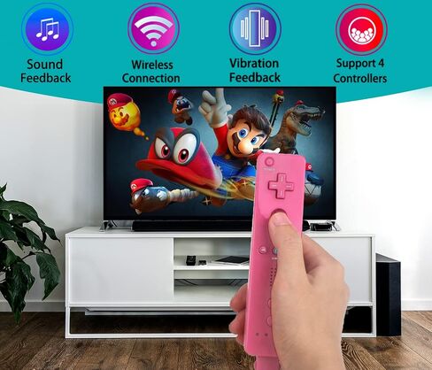 4 حزم وحدة تحكم عن بعد كلاسيكية متوافقة مع وحدة تحكم Wii Wii U، لوحة ألعاب مع غطاء سيليكون ناعم وحزام معصم (أحمر + أزرق + وردي + أزرق داكن) in Kuwait