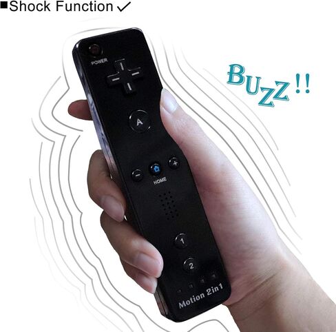 Wii Remote Controller (2 Pack) with Motion Plus Compatible with Wii and Wii U Console Wii Remote Controller with Shock Function (Black+Dark Blue) in Saudi Arabia
