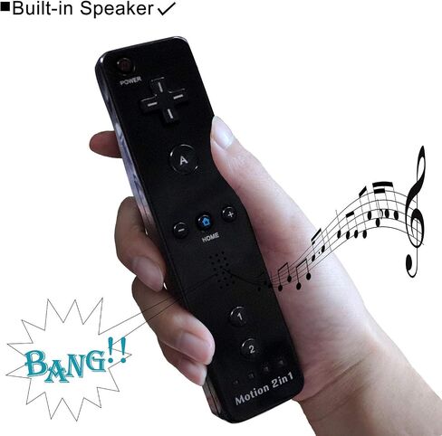 Wii Remote Controller (2 Pack) with Motion Plus Compatible with Wii and Wii U Console Wii Remote Controller with Shock Function (Black+Dark Blue) in Saudi Arabia