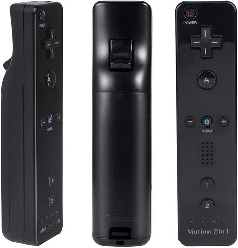 Wii Remote Controller (2 Pack) with Motion Plus Compatible with Wii and Wii U Console Wii Remote Controller with Shock Function (Black+Dark Blue) in Saudi Arabia