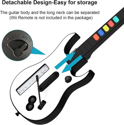 DOYO Wireless Wii Guitar Hero Controller for guitar hero and Rock Band Games, Compatible with All guitar Hero Games and Rock Band 2, Legends of Rock, Includes Adjustable Strap (Black) in Saudi Arabia