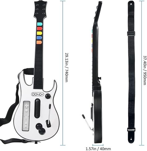DOYO Wireless Wii Guitar Hero Controller for guitar hero and Rock Band Games, Compatible with All guitar Hero Games and Rock Band 2, Legends of Rock, Includes Adjustable Strap (Black) in Saudi Arabia