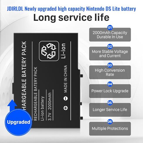 JDIRLDL DS Lite Battery, USG-003 3.7V 2000mAh Replacement Lithium-ion Battery for Nintendo DS Lite, NDSL Game Player Battery with Tools (Not for Nintendo DSi, DSi XL, DSi LL) in Kuwait