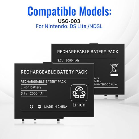 JDIRLDL DS Lite Battery, USG-003 3.7V 2000mAh Replacement Lithium-ion Battery for Nintendo DS Lite, NDSL Game Player Battery with Tools (Not for Nintendo DSi, DSi XL, DSi LL) in Kuwait