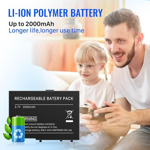 JDIRLDL DS Lite Battery, USG-003 3.7V 2000mAh Replacement Lithium-ion Battery for Nintendo DS Lite, NDSL Game Player Battery with Tools (Not for Nintendo DSi, DSi XL, DSi LL) in Kuwait