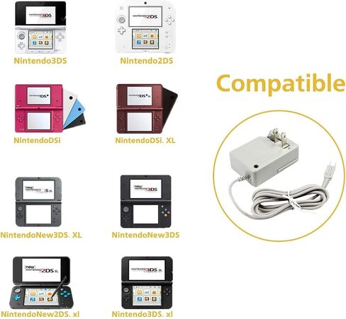 شاحن محول تيار متردد لـ [نينتندو 3DS New 3DS 3DS XL 2DS 2DS XL DSi DSi XL] شاحن جداري بديل لإمداد الطاقة وسلك طاقة وكابل شحن للسفر للبطارية in Saudi Arabia