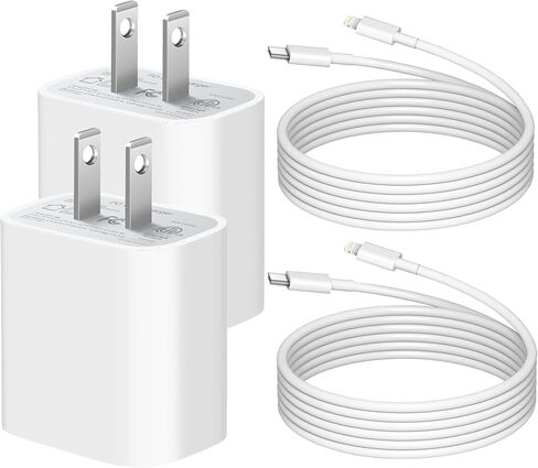 شاحن iPhone 12 13 14 فائق السرعة شاحن iPhone USB C 2-Pack 20W شاحن حائط سريع Blcok مع كابل 6FT محولات شحن سريع لهاتف iPhone 14/13/12/Pro Max/Pro/11/ iPad in Saudi Arabia