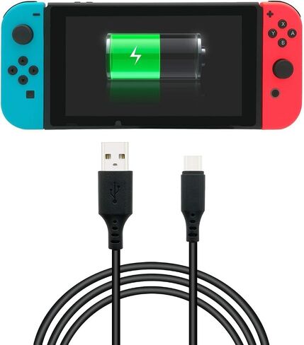 كابل شحن USB من النوع C بديل سلك إمداد الطاقة متوافق مع نينتندو سويتش Samsung Galaxy S9 S8 Note 8 MacBook LG V20 V30 OnePlus 5 3T وأجهزة USB الأخرى من النوع C (1.8 متر/أسود) in Saudi Arabia