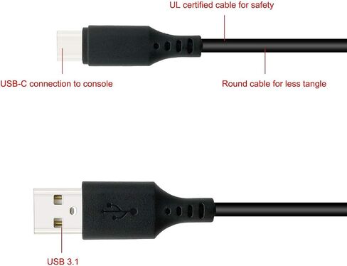 كابل شحن USB من النوع C بديل سلك إمداد الطاقة متوافق مع نينتندو سويتش Samsung Galaxy S9 S8 Note 8 MacBook LG V20 V30 OnePlus 5 3T وأجهزة USB الأخرى من النوع C (1.8 متر/أسود) in Saudi Arabia