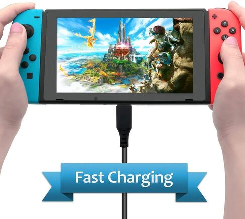 كابل شحن USB من النوع C بديل سلك إمداد الطاقة متوافق مع نينتندو سويتش Samsung Galaxy S9 S8 Note 8 MacBook LG V20 V30 OnePlus 5 3T وأجهزة USB الأخرى من النوع C (1.8 متر/أسود) in Saudi Arabia