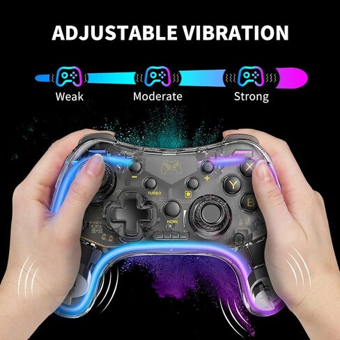 جهاز تحكم Manba Switch، وحدة تحكم لاسلكية Switch Pro متوافقة مع Switch/Switch lite/Switch OLED، وحدة تحكم Pro Switch تدعم Turbo، وظيفة الاستيقاظ وLED قابل للتعديل (أسود) in Saudi Arabia