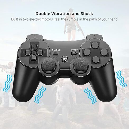 JINHOABF Wireless Controller for PS3 Controller,Built-in Dual Vibration Gamepad Compatible for PS3 Controller,with Charger Cable (Black) in Kuwait