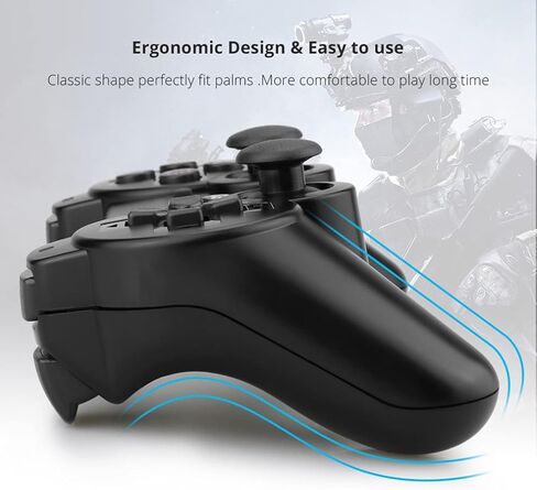 JINHOABF Wireless Controller for PS3 Controller,Built-in Dual Vibration Gamepad Compatible for PS3 Controller,with Charger Cable (Black) in Kuwait