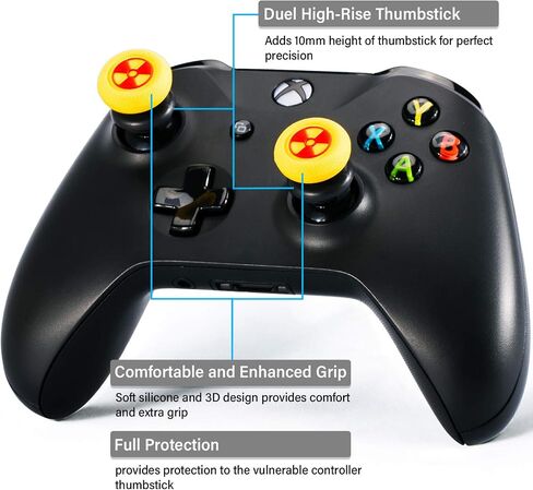 FPS Thumbstick Extender & 3D Texture Rubber Silicone Grip Cover 2 Sets for Xbox Series X/S & Xbox One Controller(BioH Green) in Kuwait