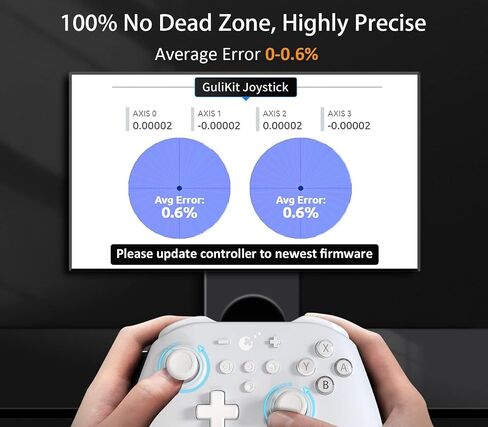 GuliKit (وحدة التحكم اللاسلكية No Stick Drift KingKong 2 Pro لجهاز نينتندو سويتش، أول وحدة تحكم بلوتوث مع عصا التحكم المستشعرة لتأثير القاعة، بدون منطقة ميتة، ألعاب الطيار الآلي، تحسس الحركة [أبيض] in Saudi Arabia