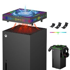 Cooling Fan for Xbox Series X with Dust Filter & 13 RGB LED Light, ZAONOOL High Speed Fan Cooling System with 3 Detachable Controller & Headset Hooks, Top Dust Proof Cooler Fan for Console Accessories in Kuwait