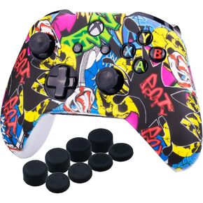 YoRHa Printing Rubber Silicone Cover Skin Case for Xbox One S/X Controller x 1(Spashing Paint) with Thumb Grips x 10 in Kuwait
