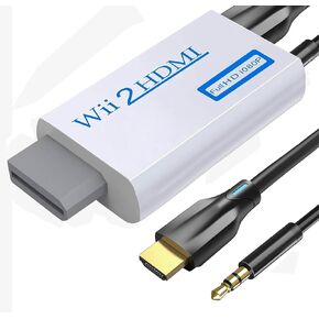 sartyee Wii to HDMI Converter, Wii HDMI Adapter with hdmi Cable for HD Video Audio Output with 3.5mm Audio Cable, Supports All Wii Display Modes 1080P 720P, Wii, Wii U, HDTV, Monitor, NTSC