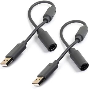 2pcs USB Breakaway Cord for Xbox 360 & Slim Wired Controller, Dongle Adapter Extension Cable Replacement (2pcs (Black)) in Kuwait