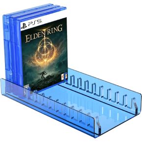 Acrylic Video Game Storage Organizer Stand for PS5 PS4 PS3 Game Card Case Storage, PS5 Game Box Display Holder Fits up to 12 Games (Blue)