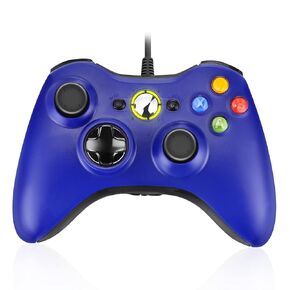 وحدة تحكم Powerextra بديلة لوحدة التحكم السلكية Xbox 360 مع عصا تحكم مطورة لجهاز Microsoft Xbox 360 Xbox 360 Slim والكمبيوتر الشخصي Windows 7 8 10 وحدة تحكم سلكية مزدوجة الاهتزاز - أزرق in Kuwait