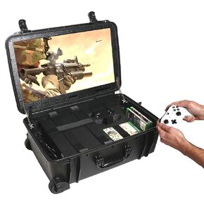 كيس كلوب محطة العاب محمولة مقاومة للماء لجهاز Xbox One X/S مع شاشة مدمجة مقاس 24 انش بدقة 1080 بكسل لتخزين وحدات التحكم والالعاب ومكبرات الصوت المتضمنة (Xbox والملحقات غير متضمنة) in Saudi Arabia