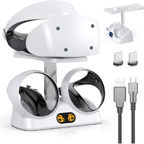 Dobe PSVR 2 Charging Station for PSVR2 Controller, PS5 VR2 Charging Station with VR Headset Display Stand, PSVR2 Charging Dock with Led Indicator, Type-C Cable & 2 Magnetic Charger Clasps in Kuwait