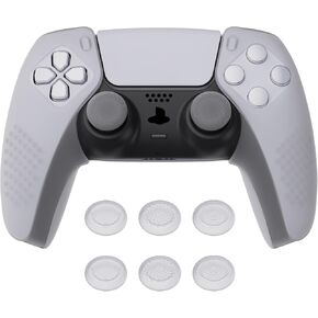 PlayVital Guardian Edition Ergonomic Soft Controller Silicone Case Grips for ps5 Compatible with Charging Station Rubber Protector Skins with Thumbstick Caps for ps5 Controller - Black in Kuwait