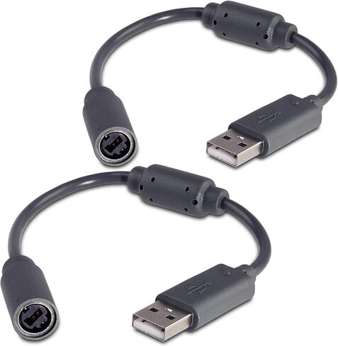 Fosmon 2X Replacement Dongle USB Breakaway Cables for Xbox 360 Wired Controllers - Dark Gray (2 Pack) in Saudi Arabia