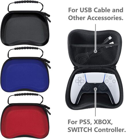 Gaming Console Carrying Case,Compatible with PS5 or PS5 Slim,Travel Carrying Bag for Game Controller and Accessories,Included Controller Protective Box (Black-Red) in Saudi Arabia
