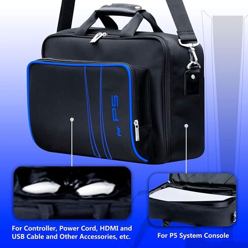 حقيبة حمل omarando لجهاز PS5، حقيبة تخزين للسفر لجهاز PS5، حقيبة لألعاب وملحقات وحدة التحكم PS5، صندوق حماية لوحدة التحكم في لوحة الألعاب (أسود وأبيض) in Kuwait
