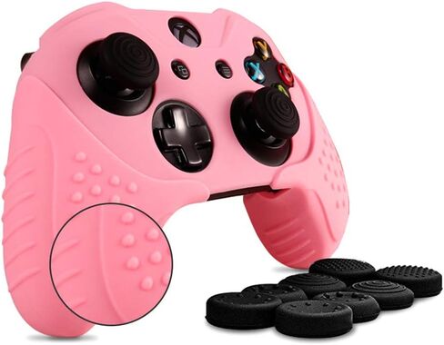 CHIN FAI Xbox One S/X Controller Grip Skin Anti-Slip Silicone Protective Cover Case for Xbox 1 Controller with 4 Set Thumbstick Caps (Black) in Saudi Arabia