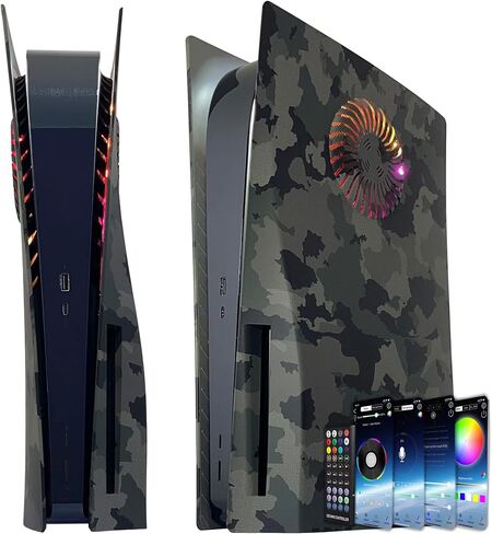 Faceplate for PS5 with RGB Light Strip and Dust Filter for Cooling Vents DOBEWINGDELOU 400+ Effects LED Light Ring Console Cover for PS 5 Disc Edition DIY Decoration Kit Accessories Purple in Kuwait