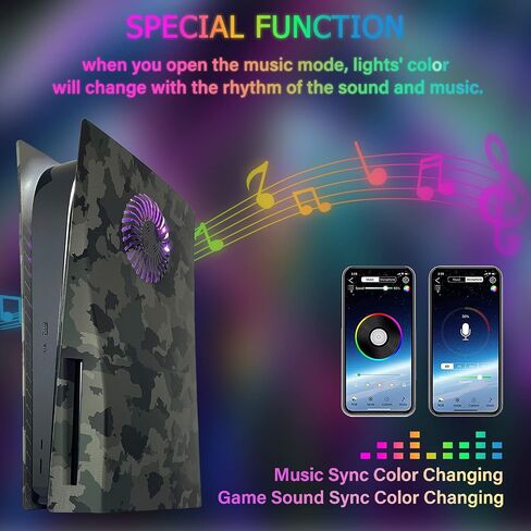 Faceplate for PS5 with RGB Light Strip and Dust Filter for Cooling Vents DOBEWINGDELOU 400+ Effects LED Light Ring Console Cover for PS 5 Disc Edition DIY Decoration Kit Accessories Purple in Kuwait