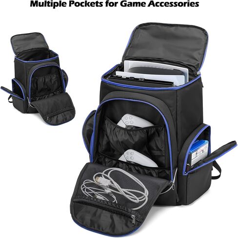 Trunab Gaming Console Backpack Travel Bag Compatible with PS5/PS4/Xbox One | Fits 15.6" laptop, Multiple Pockets for Gaming Accessories,Padded Protection in Kuwait