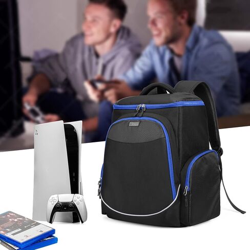 Trunab Gaming Console Backpack Travel Bag Compatible with PS5/PS4/Xbox One | Fits 15.6" laptop, Multiple Pockets for Gaming Accessories,Padded Protection in Kuwait