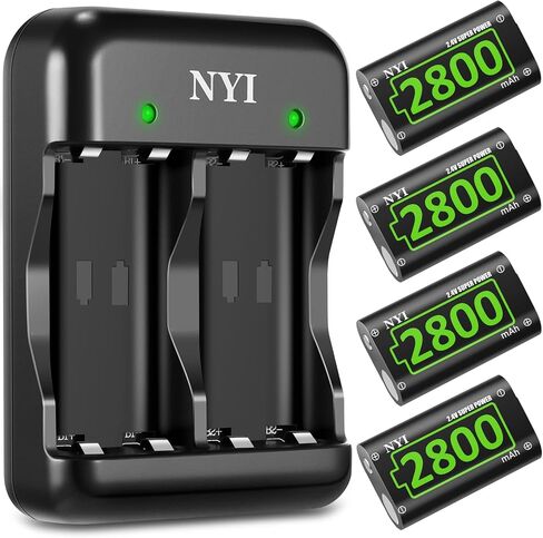 2800mAh Rechargeable Battery for Xbox Series S/Xbox Series X/Xbox One S/Xbox One X/Xbox One Elite, NYI 4X High Power NiMH Batteries Kit with Fast Charging Charger in Kuwait