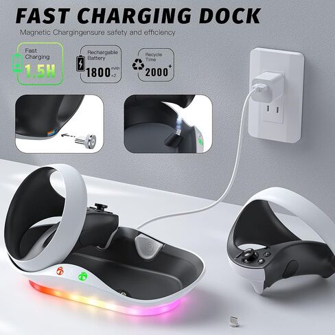 قاعدة شحن هاستريث لوحدة تحكم PS5 VR2، محطة شحن سريعة مع منفذين قابلين لإعادة الشحن، قاعدة شحن مغناطيسية مع مؤشر LED لملحقات PS VR2 in Kuwait