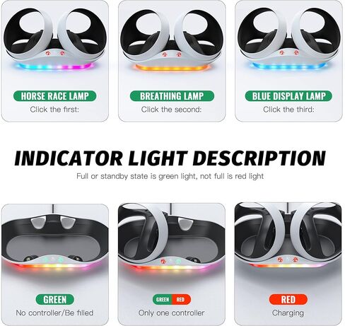 قاعدة شحن هاستريث لوحدة تحكم PS5 VR2، محطة شحن سريعة مع منفذين قابلين لإعادة الشحن، قاعدة شحن مغناطيسية مع مؤشر LED لملحقات PS VR2 in Kuwait