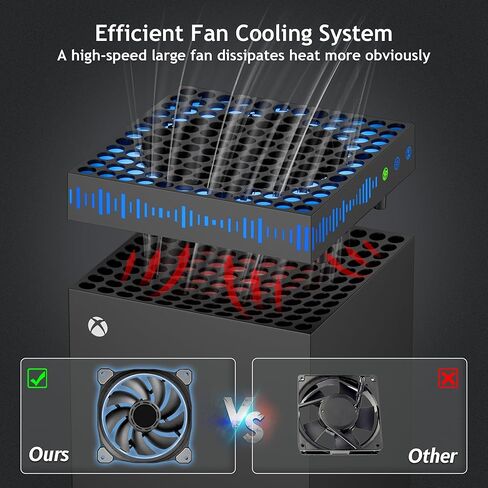 Cooling Fan for Xbox Series X with Dust Filter & 13 RGB LED Light, ZAONOOL High Speed Fan Cooling System with 3 Detachable Controller & Headset Hooks, Top Dust Proof Cooler Fan for Console Accessories in Kuwait