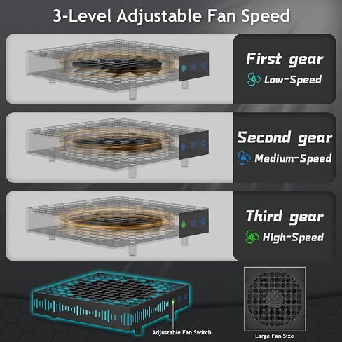 Cooling Fan for Xbox Series X with Dust Filter & 13 RGB LED Light, ZAONOOL High Speed Fan Cooling System with 3 Detachable Controller & Headset Hooks, Top Dust Proof Cooler Fan for Console Accessories in Kuwait